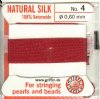 2 Meters of #4 Dark Red Griffin Silk Cord with Fixed Needle